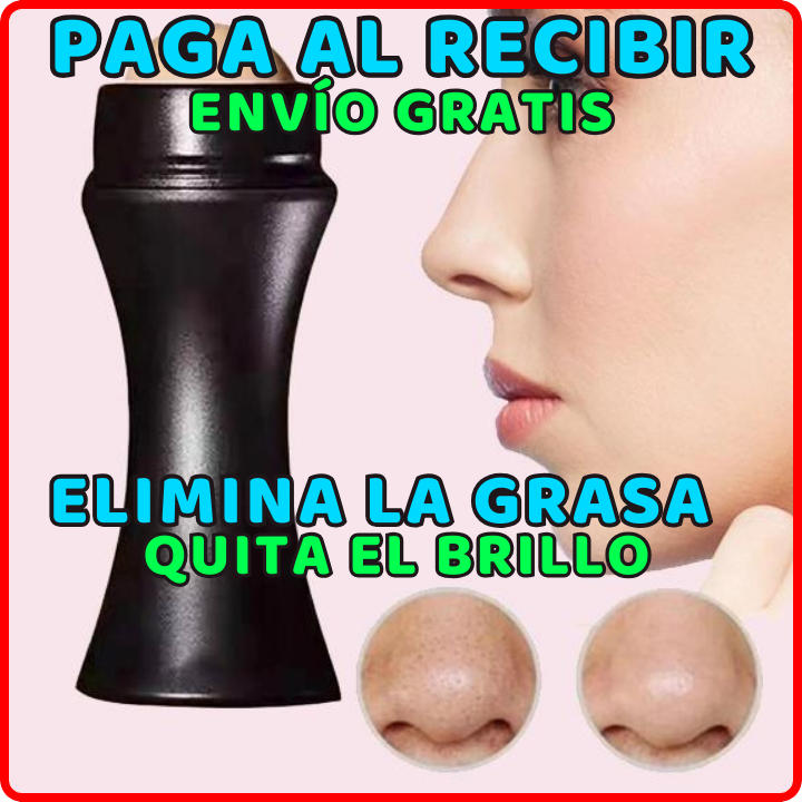 ✅ ¡Despídete de la grasa y el brillo en un instante! 😱 Luce un rostro más natural y atractivo. (💥Pago contra entrega💥) Incluye 2 rodillos volcánicos.