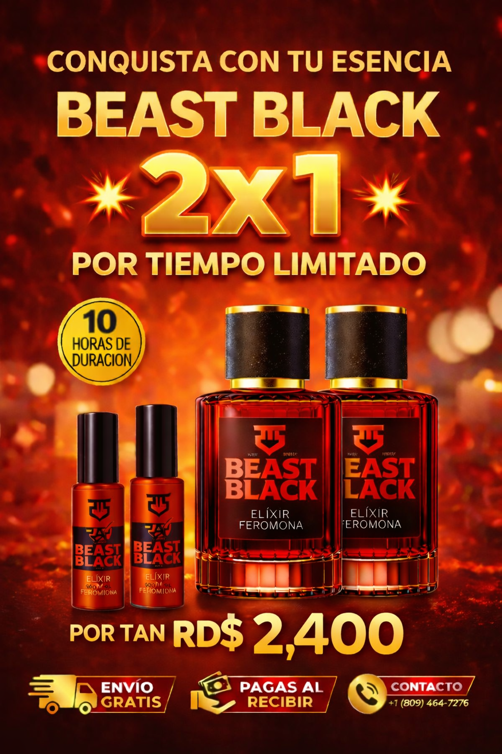 OFERTA 2 X 1 PERFUME BEAST BLACK PREMIUM CON FEROMONA