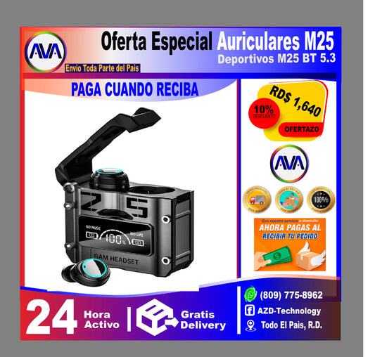 ¡OFERTA ESPECIAL! Auriculares deportivos M25 BT5.3 (copia)