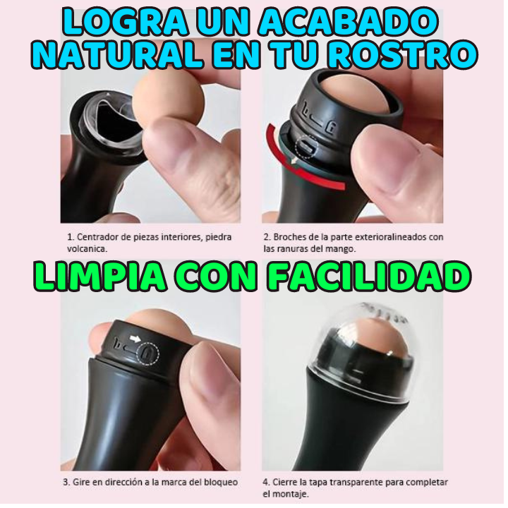 ✅ ¡Despídete de la grasa y el brillo en un instante! 😱 Luce un rostro más natural y atractivo. (💥Pago contra entrega💥) Incluye 2 rodillos volcánicos.